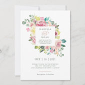 Invitation Amour merveilleux | Aquarelle rose Mariage (Devant)