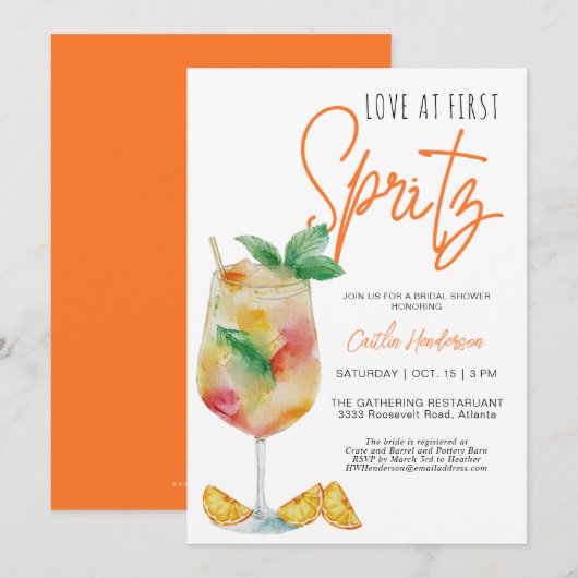 Invitation Amour Moderne Amusant Au First Spritz Fête des mar (Devant / Derrière)