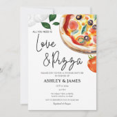 Invitation Amour moderne & Pizza Couples Fête des mariées Mar (Devant)