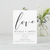 Invitation Amour Noir & Blanc Mariage minimal moderne (Debout devant)