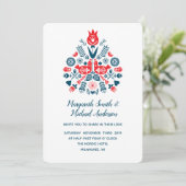 Invitation Amour nordique en rouge et bleu | MARIAGE (Debout devant)