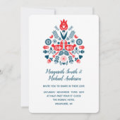 Invitation Amour nordique en rouge et bleu | MARIAGE (Devant)