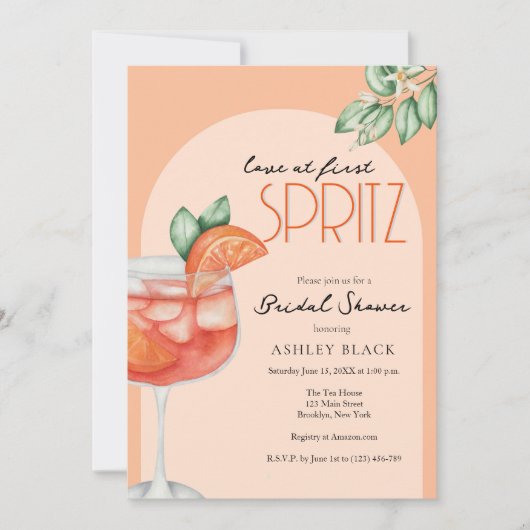 Invitation Amour orange moderne à la Fête des mariées First S (Devant)