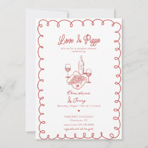 Invitation Amour & Pizza Douche Whimsical Couples