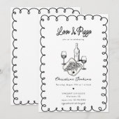 Invitation Amour & Pizza | Fête des mariées lunaire (Devant / Derrière)
