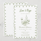 Invitation Amour & Pizza | Fête des mariées lunaire (Devant / Derrière)