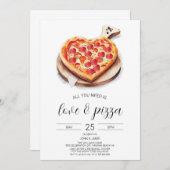 Invitation Amour & Pizza Invitation, Couples Fiançailles Douc (Devant / Derrière)