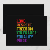 Invitation Amour Respect Liberté Tolérance Égalité Fierté (Devant / Derrière)