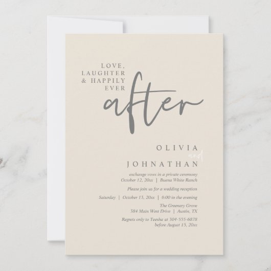 Invitation Amour, Rire Et Heureux Jamais Après La Réception (Devant)