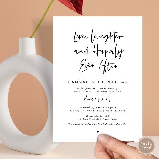 Invitation Amour, Rire, Noir, Mariage Fuite Parti