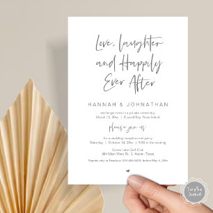 Invitation Amour, Rires, Noir, Mariage Elopement Party