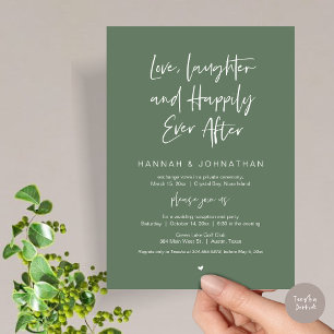Invitation Amour, Rires, Noir, Mariage Elopement Party