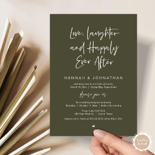 Invitation Amour, Rires, Noir, Mariage Elopement Party