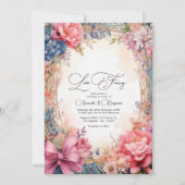 Invitation Amour romantique Fancy Floral Mariage QR Code (Devant)