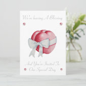 Invitation amour romantique rouge coeur arc blanc bénédiction (Debout devant)