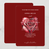 Invitation Amour romantique Rouge Rose Coeur Mariage (Devant / Derrière)