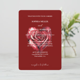 Invitation Amour romantique Rouge Rose Coeur Mariage
