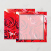 Invitation Amour rose rouge fleurs mariage blanc, fête, (Devant / Derrière)