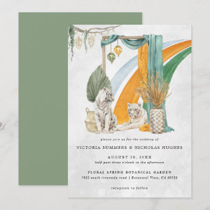 Invitation Amour Sauvage Mariage Bohème Macramé de Verdure