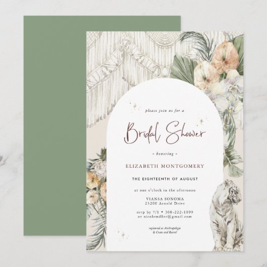 Invitation Amour Sauvage | Réception de Mariage Bohème Macram (Devant / Derrière)