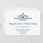 Invitation Amour scandinave en rouge et bleu | MARIAGE (Devant)