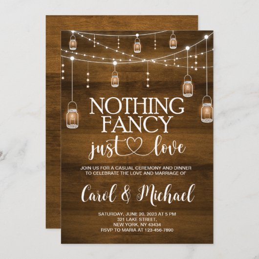 Invitation Amour simple et rustique (Devant / Derrière)