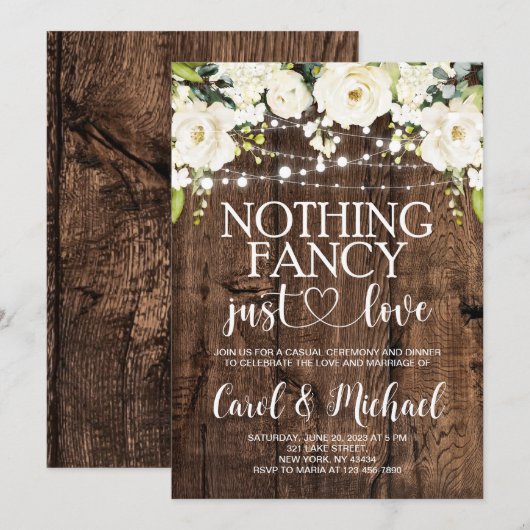 Invitation Amour simple et rustique  (Devant / Derrière)