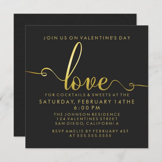 Invitation "Amour" Soirée de la Saint Valentin (Devant / Derrière)