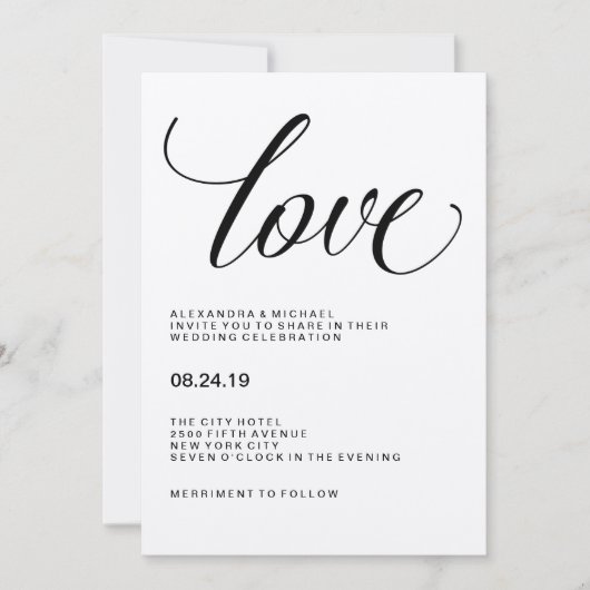 Invitation Amour| Typographie Mariage sur papier Kraft (Devant)