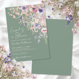 Invitation Amour Vert Sauge en Fleur Semaine de Mariage aux F
