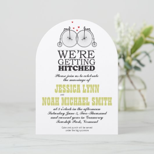 Invitation Amour vintage à vélo (Debout devant)