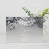 Invitation Amour Vintage Glam Black & White Pearls Mariage (Debout devant)