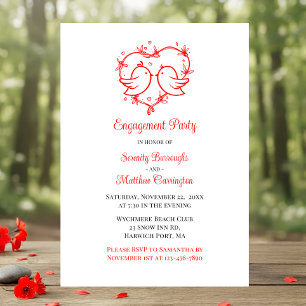 Invitation Amoureux Capricieux Bohème Rouge Cœur Fiançailles