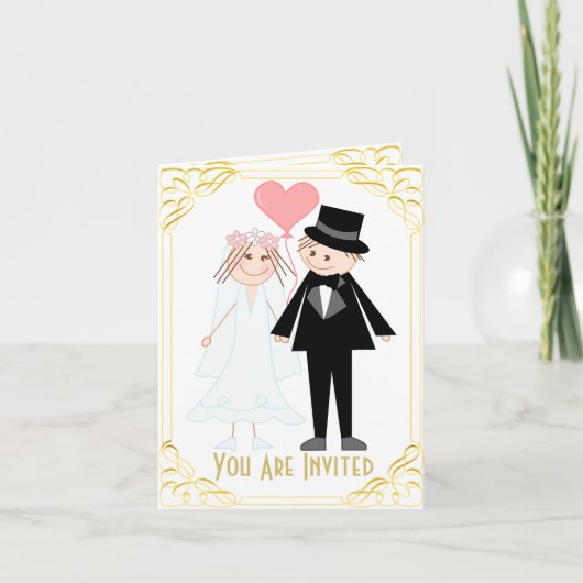 Invitation Amoureux couple mariage (Devant)