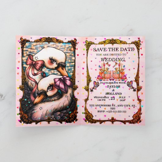 Invitation Amoureux de cygnes (Intérieur)