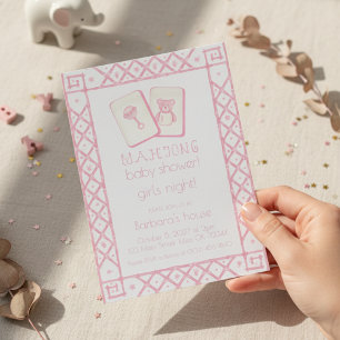 Invitation amoureux de la fête de mahjong Bamboo Dragon Vert