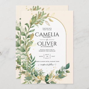 Invitation Amoureux de la nature Mariage Foral Verdure Rustiq