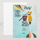 Invitation Amoureux de la pêche 50e anniversaire (Devant / Derrière)