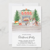 Invitation Amoureux de les chiens Chats Noël Fête de la chemi (Devant)