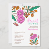 Invitation Amoureux de papillons rose floral script Mariage (Devant)