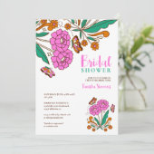 Invitation Amoureux de papillons rose floral script Mariage (Debout devant)