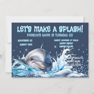 Invitation Amoureux des dauphins paillettes anniversaire océa