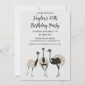 Invitation Amoureux des oiseaux Emu Thématique fête d'anniver (Devant)