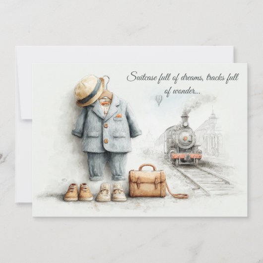 Invitation Amoureux du petit train – Garçon de 1er anniversai (Devant)
