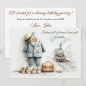 Invitation Amoureux du petit train – Garçon de 1er anniversai (Devant / Derrière)