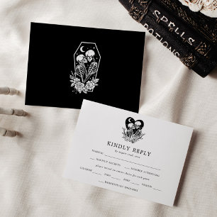 Invitation Amoureux jusqu'à la mort Squelettes et roses Répon