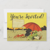 Invitation Amoureux parasol vintage plage  (Devant)