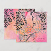 INVITATION AMOUREUX ROMANTIQUES,ROMANCE EN PINK À PAILLETTES  (Devant / Derrière)