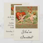 Invitation Amours de Cupidons Antiques de la Saint-Valentin (Devant / Derrière)