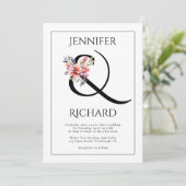 Invitation Ampersand and peach-pink rhododendron wedding (Debout devant)